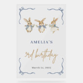 Schattigee Bunny Spring Kind 3e verjaardag feest w Acryl Bord (Voorkant)