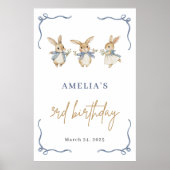 Schattigee Bunny Spring Kind 3e verjaardag feest w Poster (Voorkant)