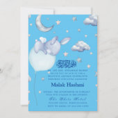 Schattigee Bunny & Star Baby BlueIslamic Aqiqa Aqe Kaart (Voorkant)