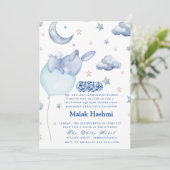 Schattigee Bunny & Star Baby Boy Islamitische Aqiq Kaart (Staand voorkant)