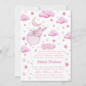 Schattigee Bunny & Star Baby Meisje Islamitische A Kaart (Voorkant)