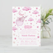 Schattigee Bunny & Star Baby Meisje Islamitische A Kaart (Staand voorkant)