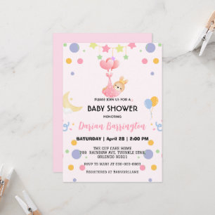Schattigee Bunny Star Balloon baby shower Party Me Kaart