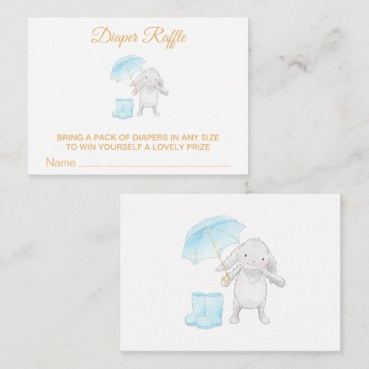 *~* Schattigee Bunny Umbrella Blue Luier Raffle Informatiekaartje (Voorkant / Achterkant)