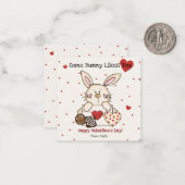 Schattigee Bunny Valentijnsdag Kaart voor kinderen Notitiekaartje (Voorkant / Achterkant in situ)