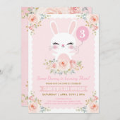 Schattigee Bunny Verjaardag Blush Pink Rose Rabbit Kaart (Voorkant / Achterkant)