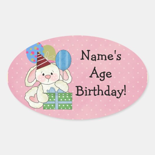Schattigee Bunny Verjaardag Stickers (Voorkant)