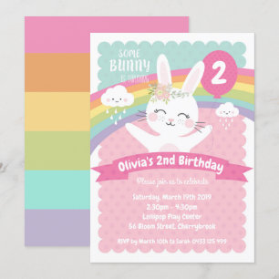 Schattigee Bunny Verjaardag Uitnodigingen Meisjes