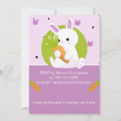 Schattigee Bunny verjaardagsfeestuitnodiging. Bewe Kaart (Achterkant)