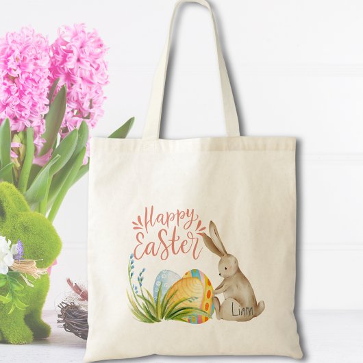Schattigee Bunny Waterverf Eieren Paas Canvas tas