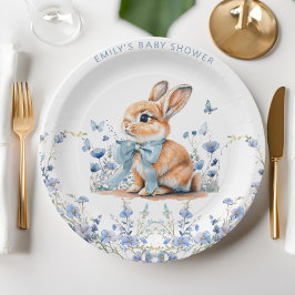 Schattigee Bunny Wildflowers Baby shower Boy Papieren Bordje