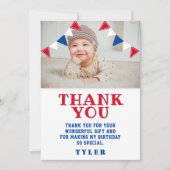 Schattigee Bunting Flags Rood Blauw Kinder Foto Ve Bedankkaart (Voorkant)