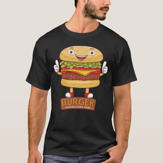 Schattigee Burger Cartoon Art T-shirt (Voorkant)