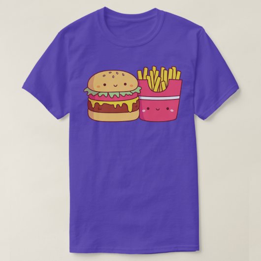 Schattigee Burger en frieten T-shirt (Design voorkant)