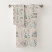 Schattigee  Burlap Stamp Christmas Tree Pattern Bad Handdoek (Insitu)