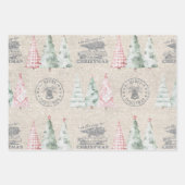 Schattigee  Burlap Stamp Christmas Tree Pattern Inpakpapier Vel (Voorkant)