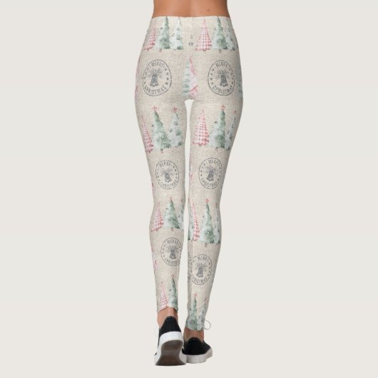 Schattigee Burlap Stamp Christmas Tree Pattern Leggings (Achterkant)