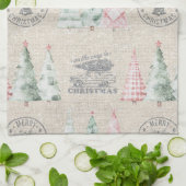 Schattigee Burlap Stamp Christmas Tree Pattern Theedoek (Gevouwen)