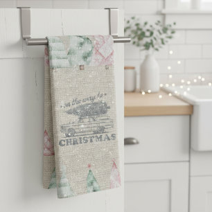 Schattigee Burlap Stamp Christmas Tree Pattern Theedoek