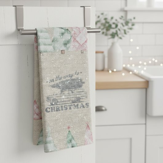 Schattigee Burlap Stamp Christmas Tree Pattern Theedoek