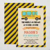 Schattigee buswielen op de busuitnodiging kaart (Voorkant / Achterkant)