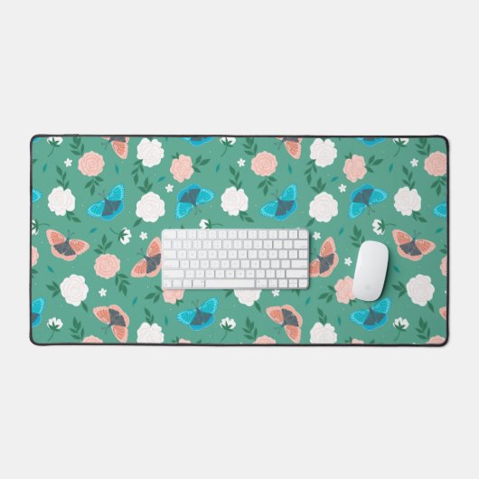 Schattigee Butterfly floral groene botanische kuns Bureaumat (Keyboard & Muis)