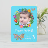 Schattigee Butterfly Flowers Boys Verjaardagsfeest Kaart (Staand voorkant)