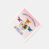 Schattigee Butterfly Girl Verjaardagsfeestje Foto Servet (Hoek)