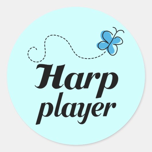 Schattigee Butterfly Harp Player Music Gift Ronde Sticker (Voorkant)