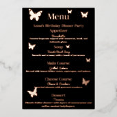 Schattigee Butterfly-thema verjaardagsdiner menu (Voorkant)