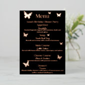 Schattigee Butterfly-thema verjaardagsdiner menu (Staand Voorkant)