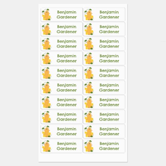 Schattigee butternut pompoen kalebas cartoon geper labels (Vel)