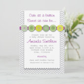 Schattigee Button Baby shower uitnodiging (Staand voorkant)