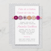 Schattigee Button Baby shower uitnodiging (Voorkant / Achterkant)
