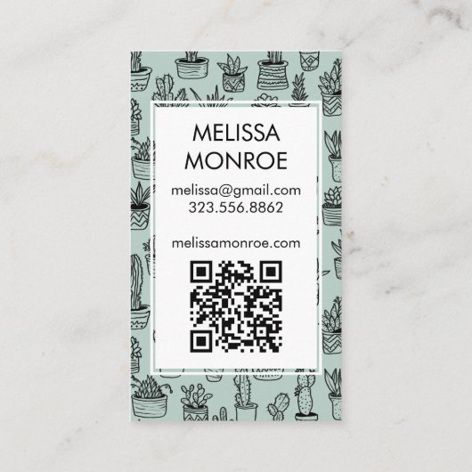 Schattigee Cacti & Succulenten QR Code Bestellen D Visitekaartje (Achterkant)