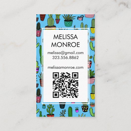 Schattigee Cacti & Succulenten QR Code Bestellen D Visitekaartje (Achterkant)