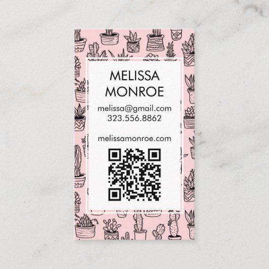 Schattigee Cacti & Succulenten QR Code Bestellen D Visitekaartje (Achterkant)