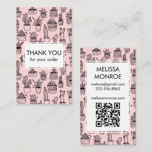 Schattigee Cacti & Succulenten QR Code Bestellen D Visitekaartje (Voorkant / Achterkant)