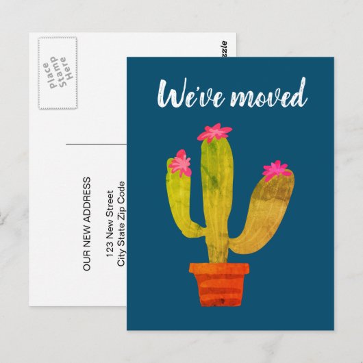 Schattigee cactus adreswijziging We hebben briefka Briefkaart (Voorkant / Achterkant)