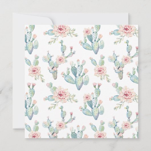 Schattigee Cactus Baby Douche Uitnodigingen (Achterkant)