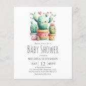 Schattigee Cactus Baby shower Budget Uitnodiging (Voorkant)