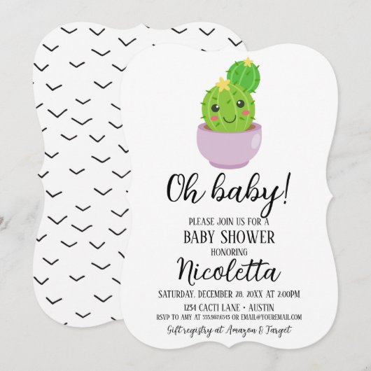 Schattigee Cactus Baby shower Succulent Plant Uitn Kaart (Voorkant / Achterkant)