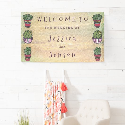 Schattigee Cactus bruiloft Spandoek (Insitu)