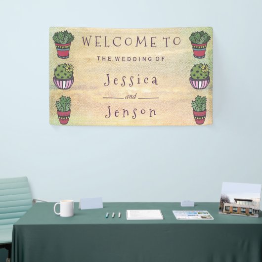 Schattigee Cactus bruiloft Spandoek (Beurs)