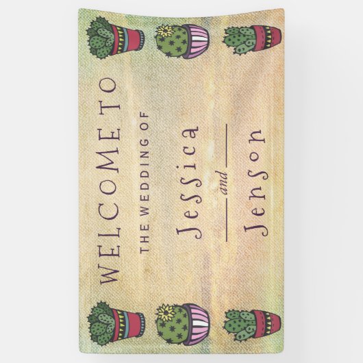 Schattigee Cactus bruiloft Spandoek (Verticaal)