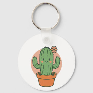 Schattigee Cactus Cartoon PNG Kawaii Plant Clipa Sleutelhanger