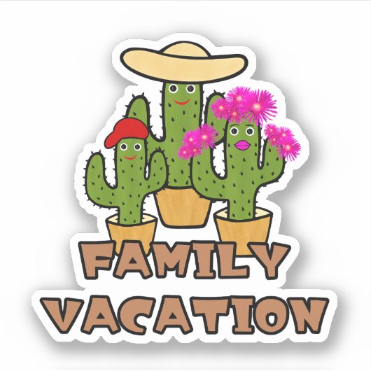 Schattigee cactus familie sticker (Voorkant)