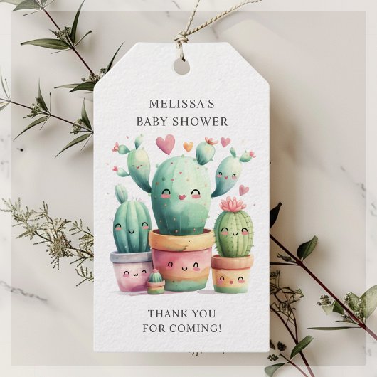 Schattigee Cactus Fiesta Baby shower Dank u voor u Cadeaulabel