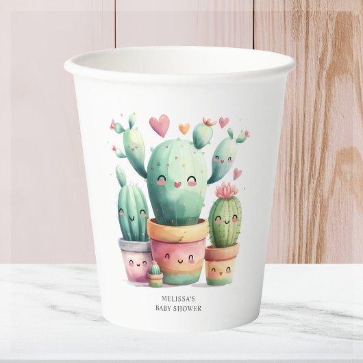 Schattigee Cactus Fiesta Baby shower Papieren Bekers