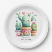 Schattigee Cactus Fiesta Baby shower Papieren Bordje (Voorkant)